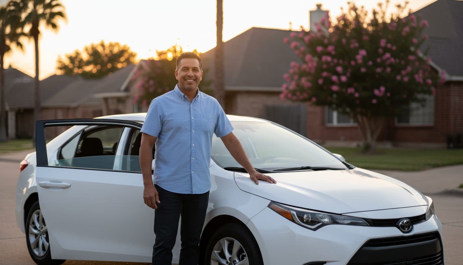 Ready2Drive rideshare driver with a brand-new Toyota Corolla in Houston
